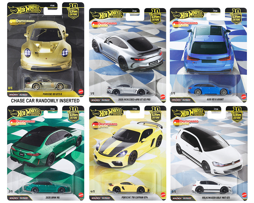 Hot Wheels 1:64 Car Culture Deutschland Design 10th Anniv. 2026 W Case | 5-Car Set or Sealed Case