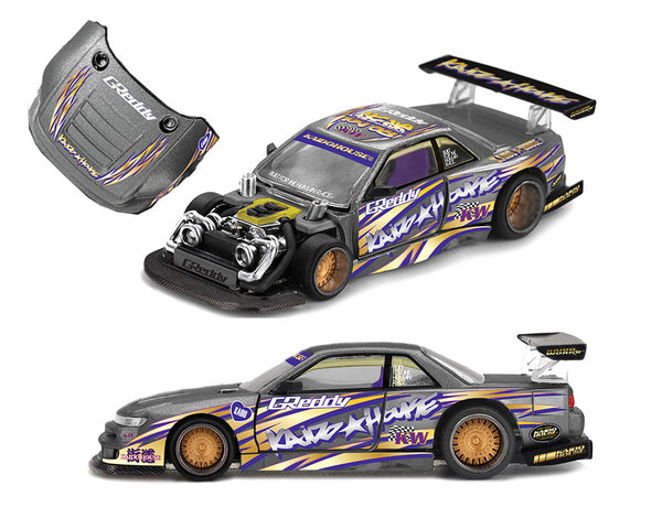 Kaido House x Mini GT Nissan Silvia S13-R Gunmetal 1:64 KHMG235
