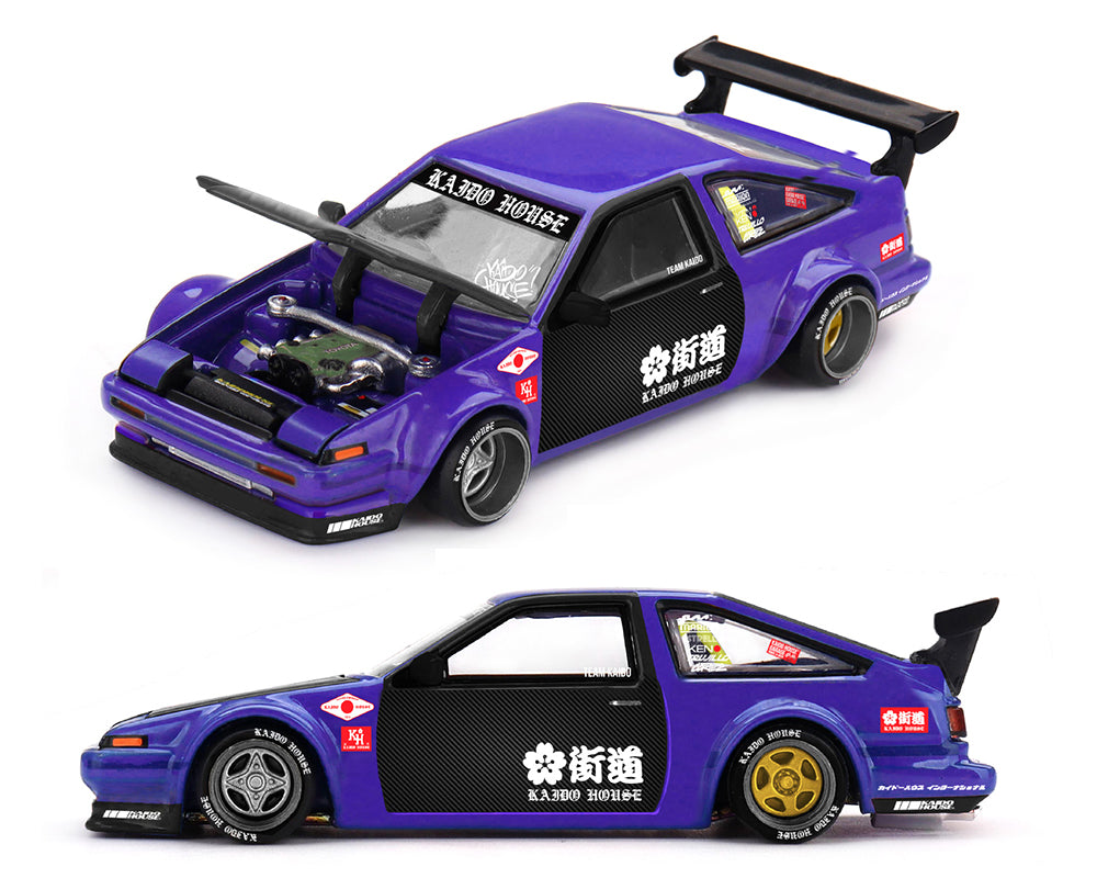Kaido House x Mini GT 1:64 Toyota AE86 Sprinter Trueno TOUGE V1 in Blue | Preorder