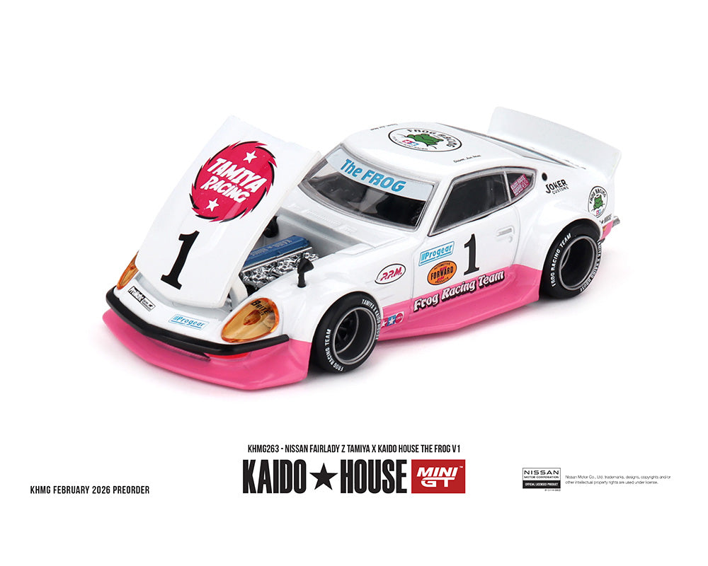 ⚪🌸 Kaido House x Mini GT Nissan Fairlady Z “The Frog” V1 in White/Pink | Pre-Order