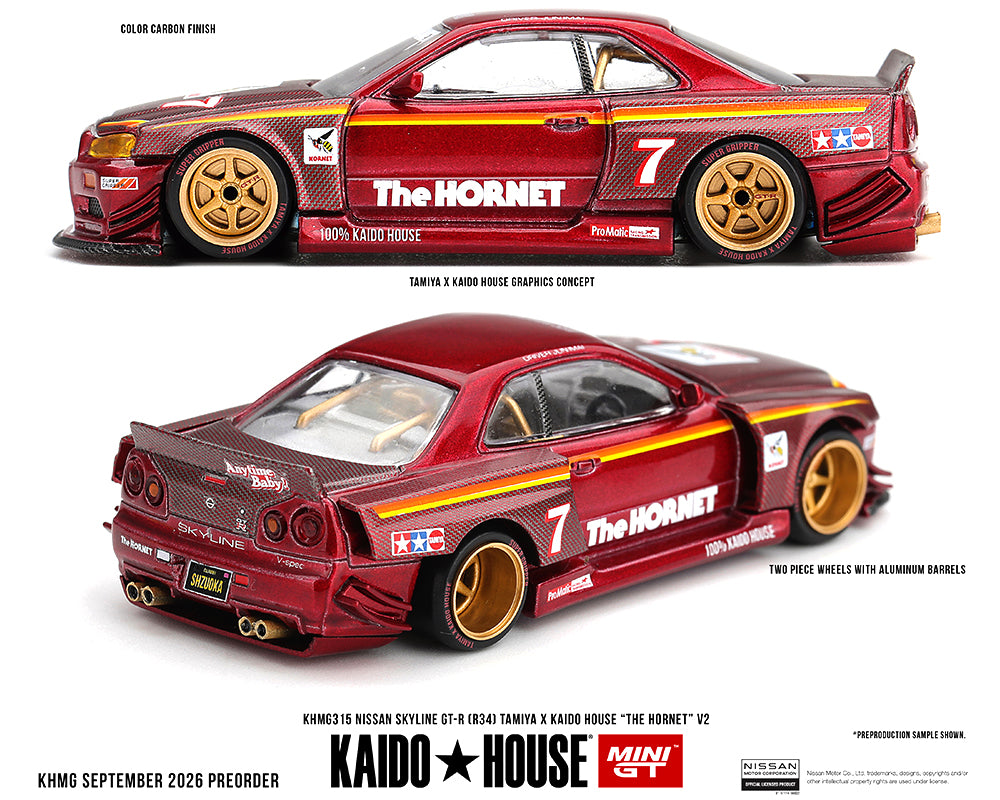 Kaido House 1:64 Nissan R34 TAMIYA “The Hornet” V2 Red Carbon | Pre-Order