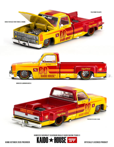 Kaido House 1:64 Chevrolet Silverado Dually V1 Yellow/Red | Pre-Order