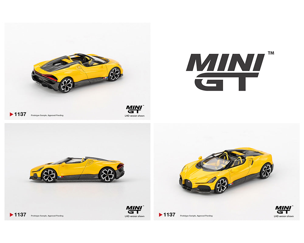 Mini GT 1:64 Bugatti W16 in Mistral Yellow | Preorder