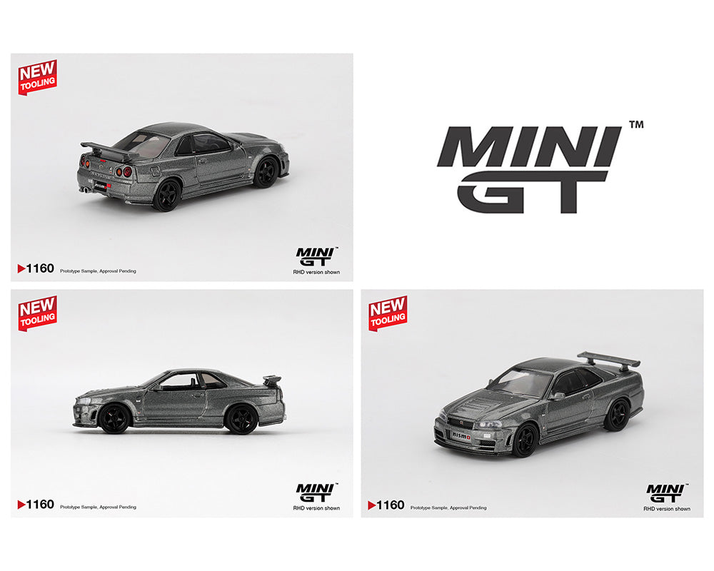 Mini GT 1:64 Nissan Skyline GT-R R34 in Dark Metal Gray | PreOrder
