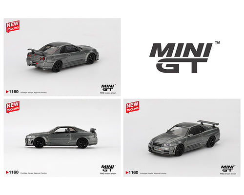 Mini GT 1:64 Nissan Skyline GT-R R34 in Dark Metal Gray