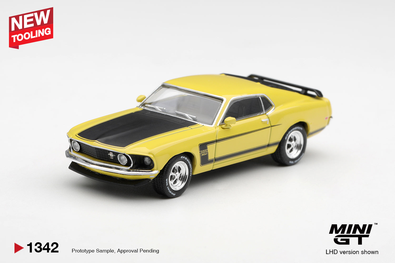 Mini GT 1:64 Ford Mustang Boss 302 1969 Bright Yellow | Pre-Order