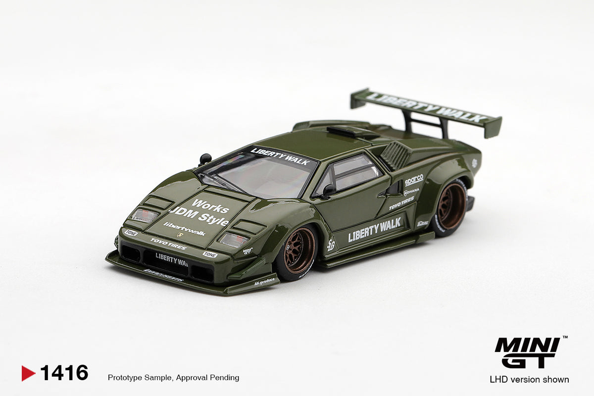 Mini GT 1:64 Lamborghini Countach LB-WORKS Army Green | Pre-Order