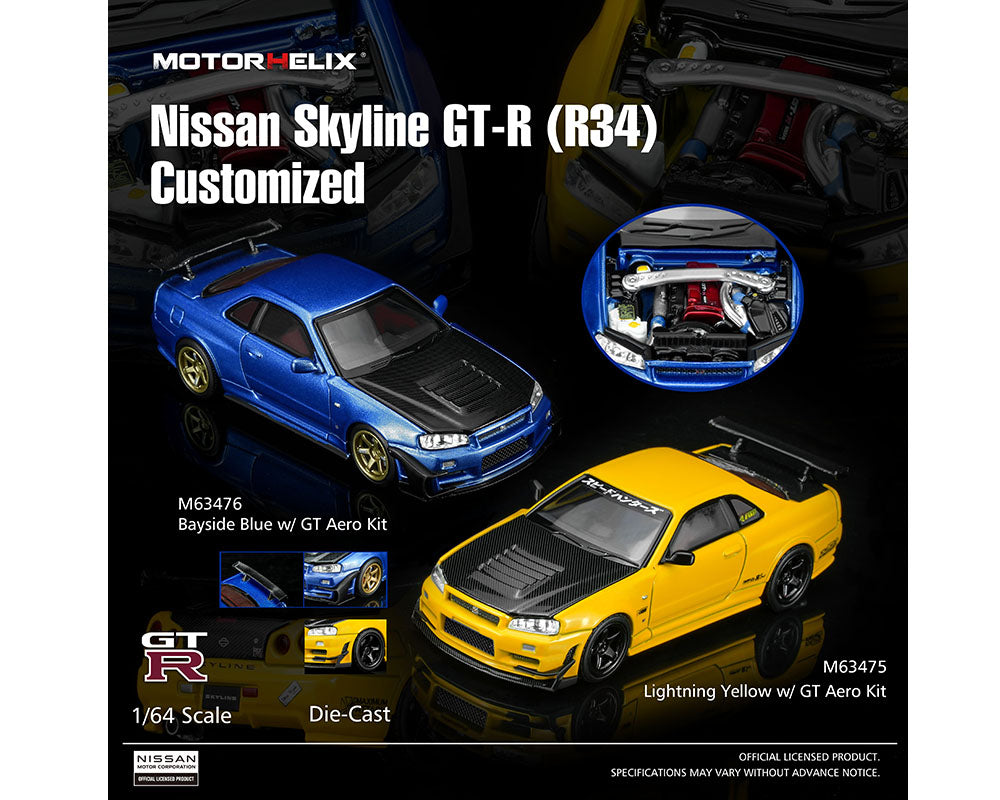 MotorHelix 1:64 Nissan Skyline GT-R R34 GT Aero Kit | Pre-Order