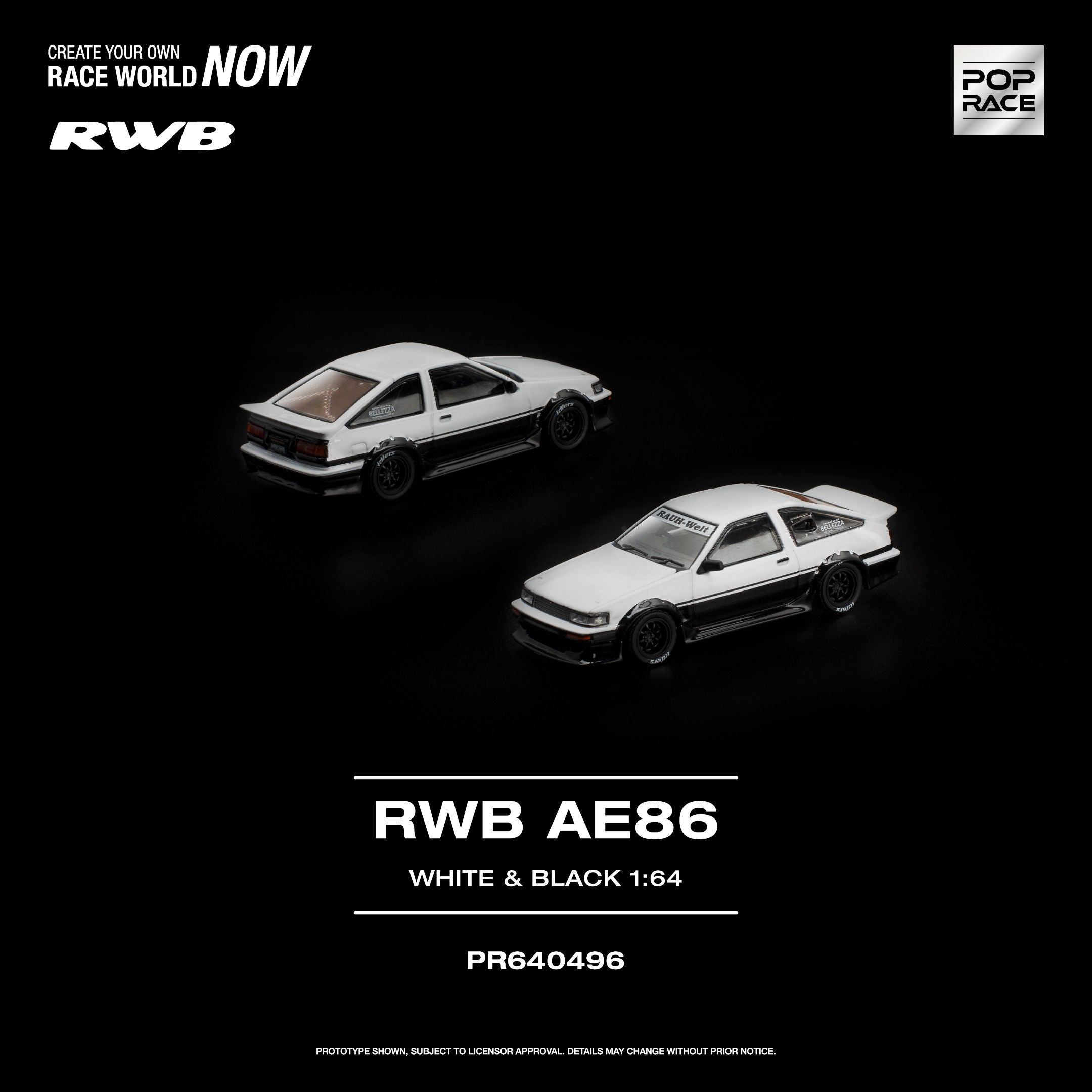 Pop Race 1:64 RWB AE86 White Black | Pre-Order