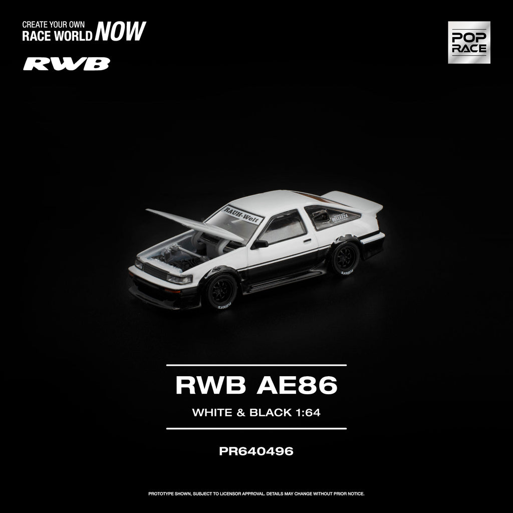 Pop Race 1:64 RWB AE86 White Black | Pre-Order