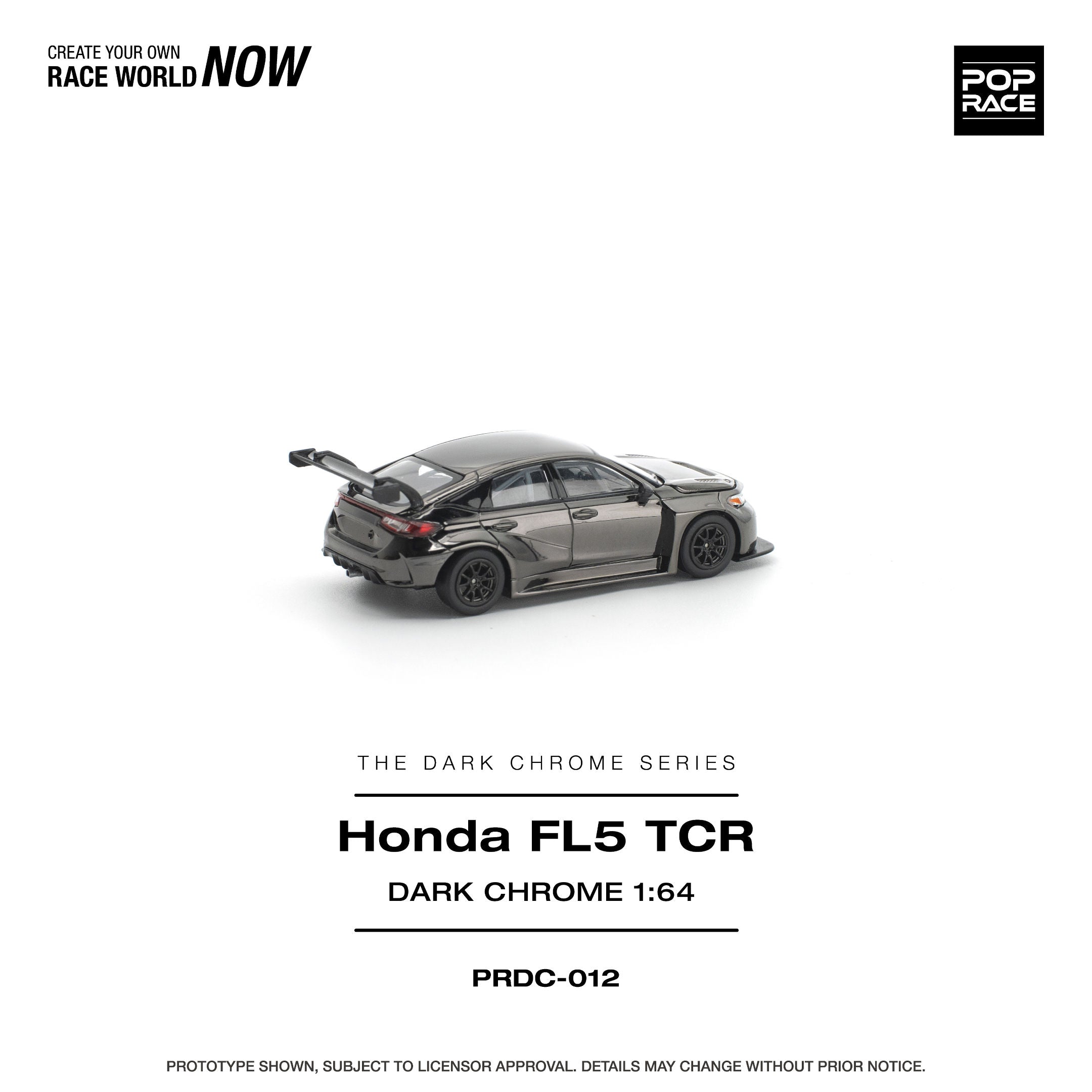 Pop Race 1:64 Honda Civic FL5 TCR in Dark Chrome | Pre-Order