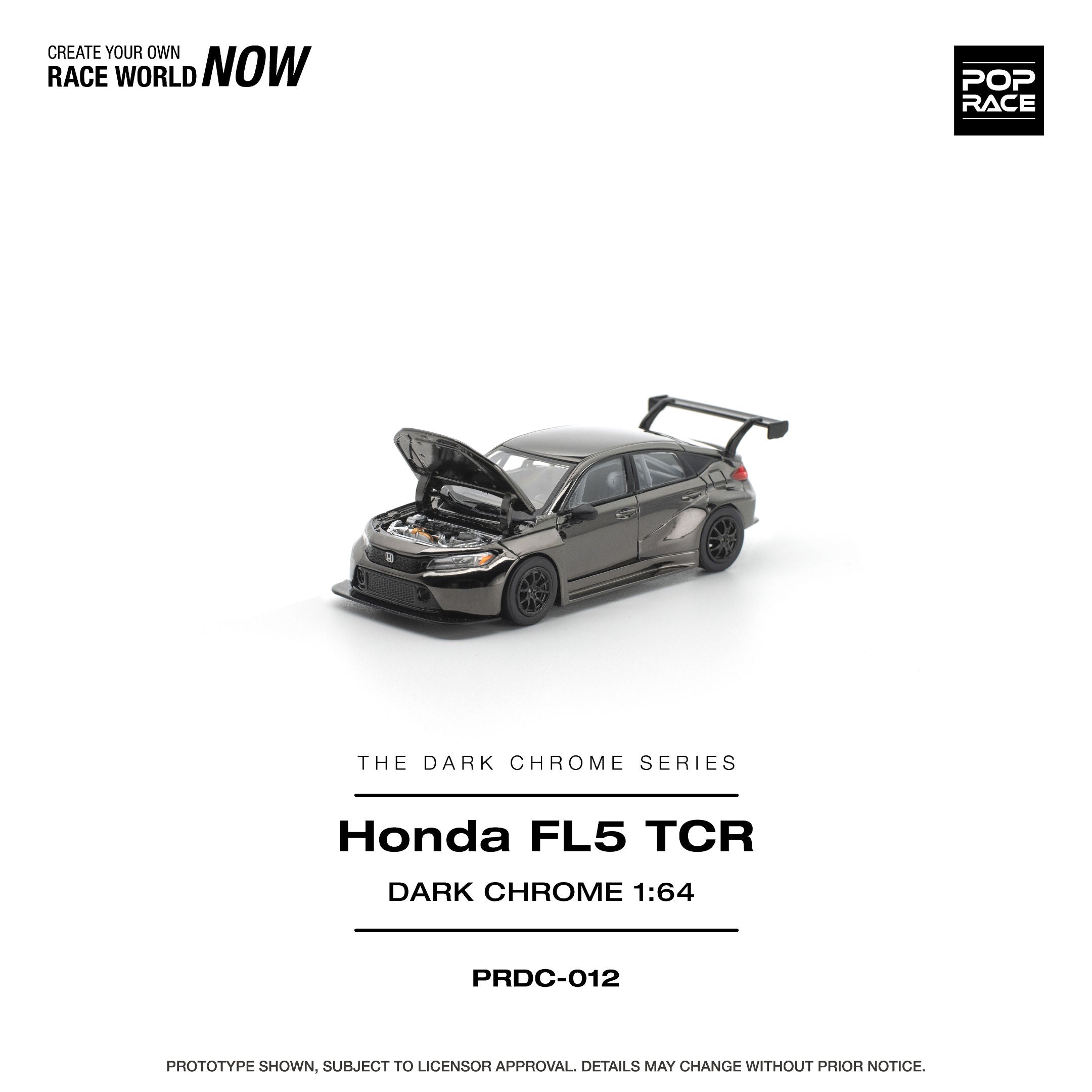 Pop Race 1:64 Honda Civic FL5 TCR in Dark Chrome | Pre-Order