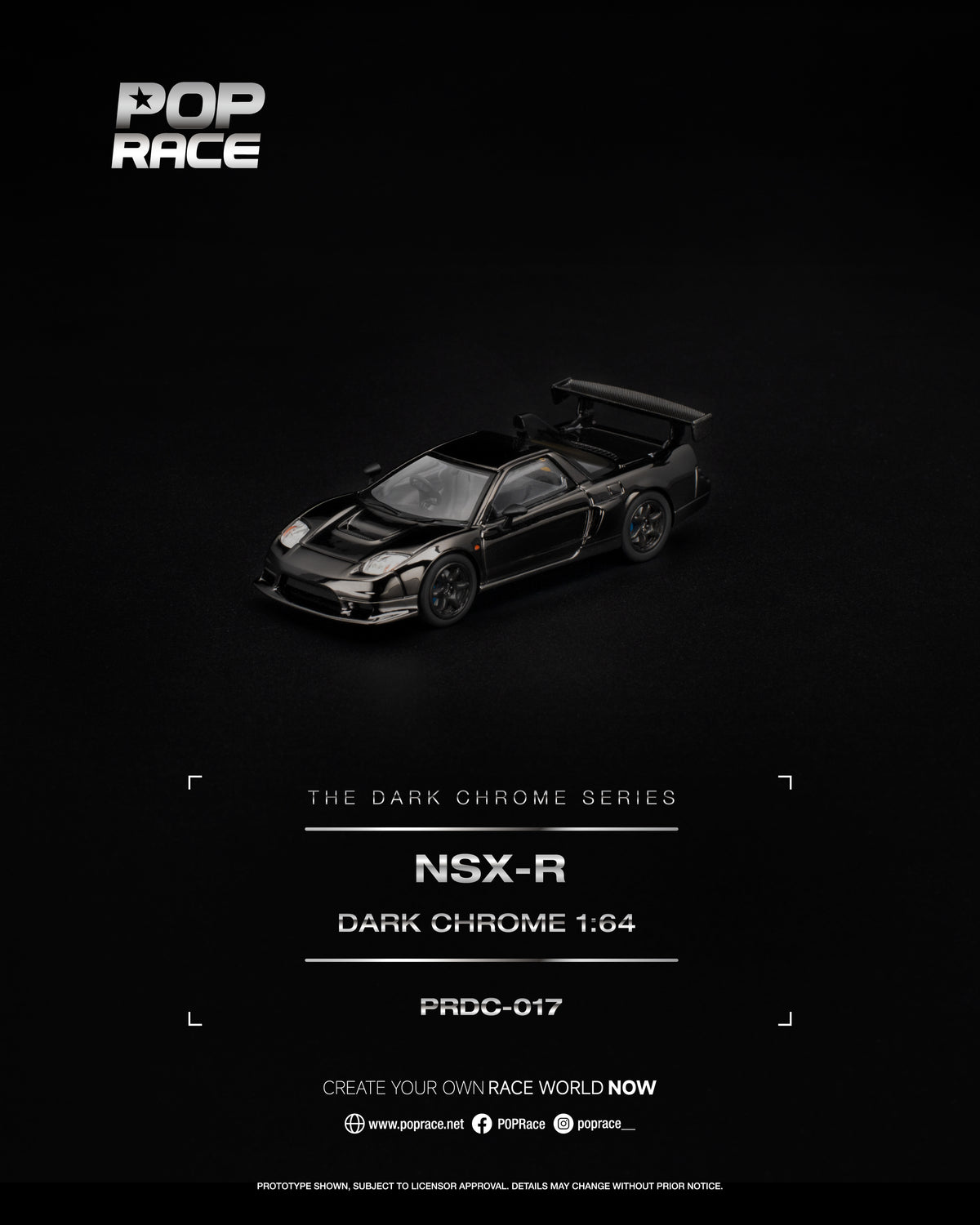 Pop Race 1:64 Honda NSX-R Dark Chrome | Pre-Order