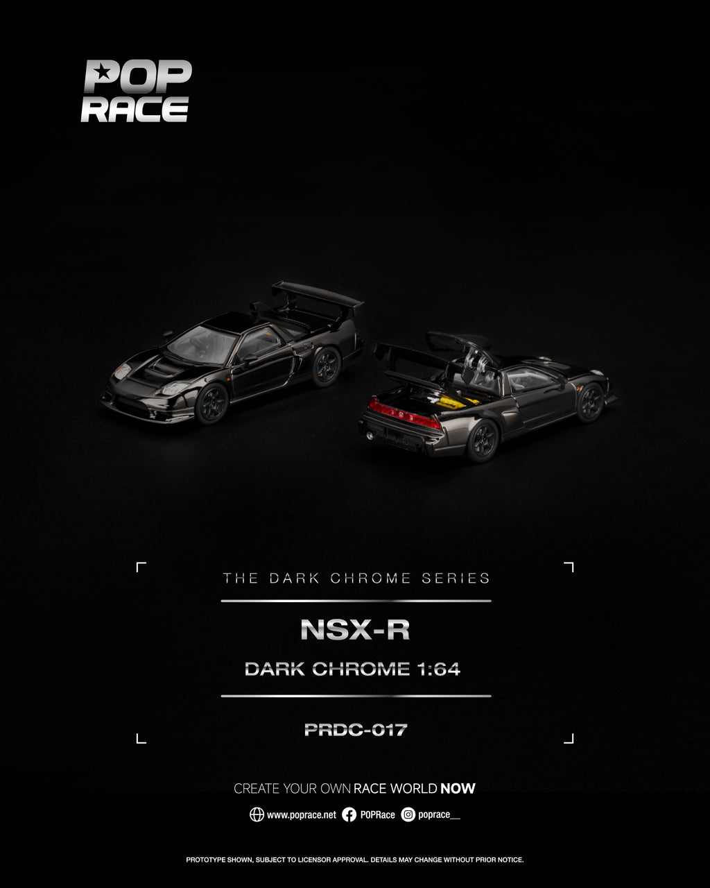 Pop Race 1:64 Honda NSX-R Dark Chrome | Pre-Order