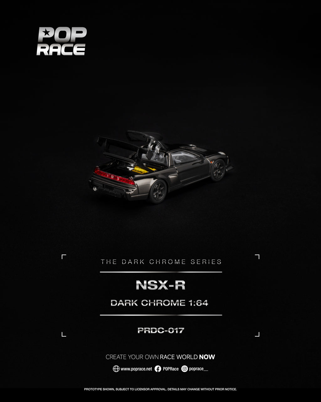 Pop Race 1:64 Honda NSX-R Dark Chrome | Pre-Order