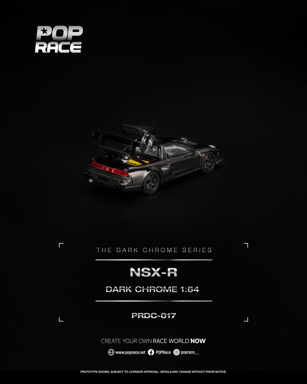 Pop Race 1:64 Honda NSX-R Dark Chrome | Pre-Order