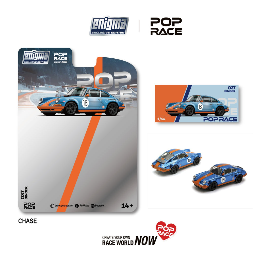 Pop Race x Enigma 1:64 Singer Racing #18 Orange/Blue | Pre-Order