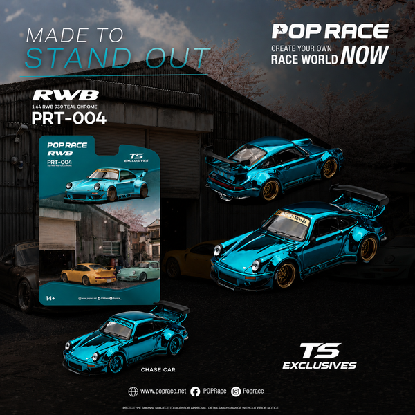 Pop Race RWB 930 Teal Chrome 1:64 TS Exclusive – Kai's Kollectibles