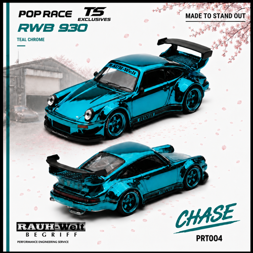 Pop Race x TS 1:64 RWB 930 in Teal Chrome | Pre-Order