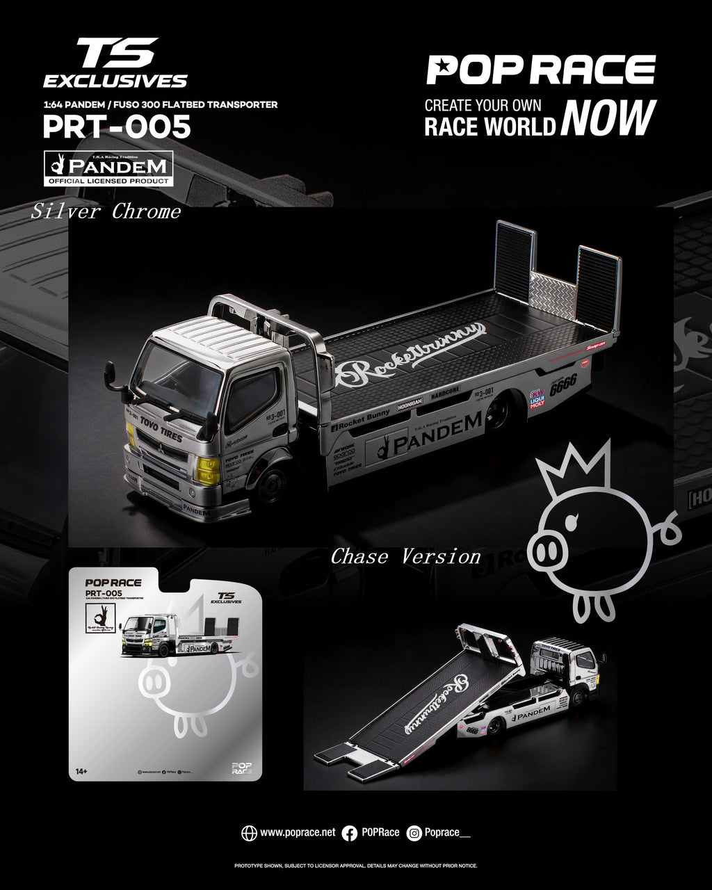 Pop Race x TS Exclusive 1:64 Pandem Fuso 300 in Silver Chrome | Pre-Order