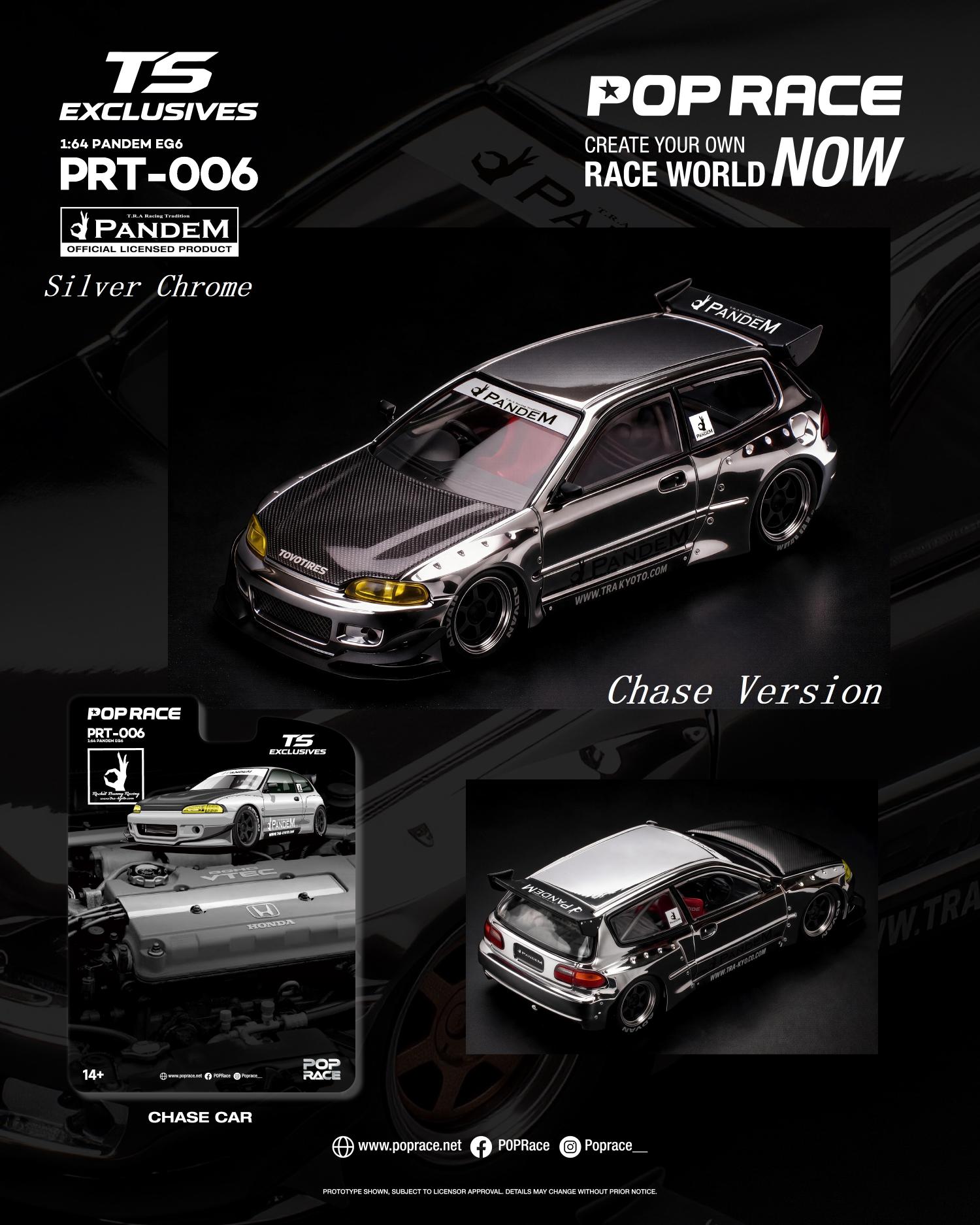 Pop Race x TS Exclusive 1:64 Pandem EG6 Silver Chrome | Pre-Order