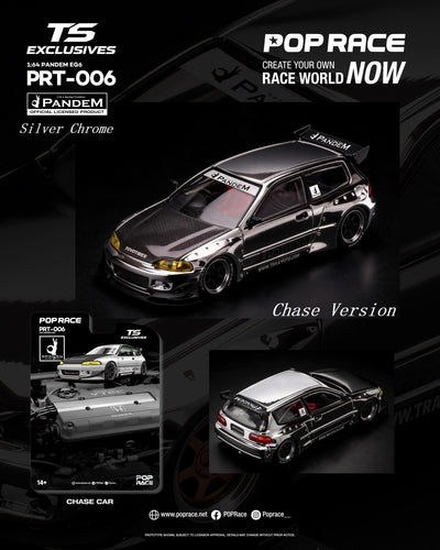 Pop Race x TS Exclusive 1:64 Pandem EG6 Silver Chrome | Pre-Order