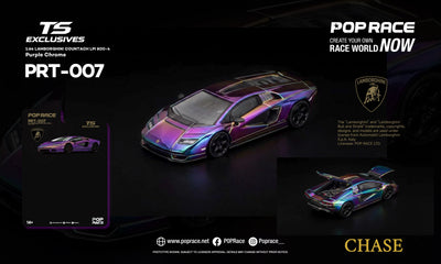 Pop Race x TS 1:64 Lamborghini Countach LPI 800-4 Purple Chrome | Pre-Order