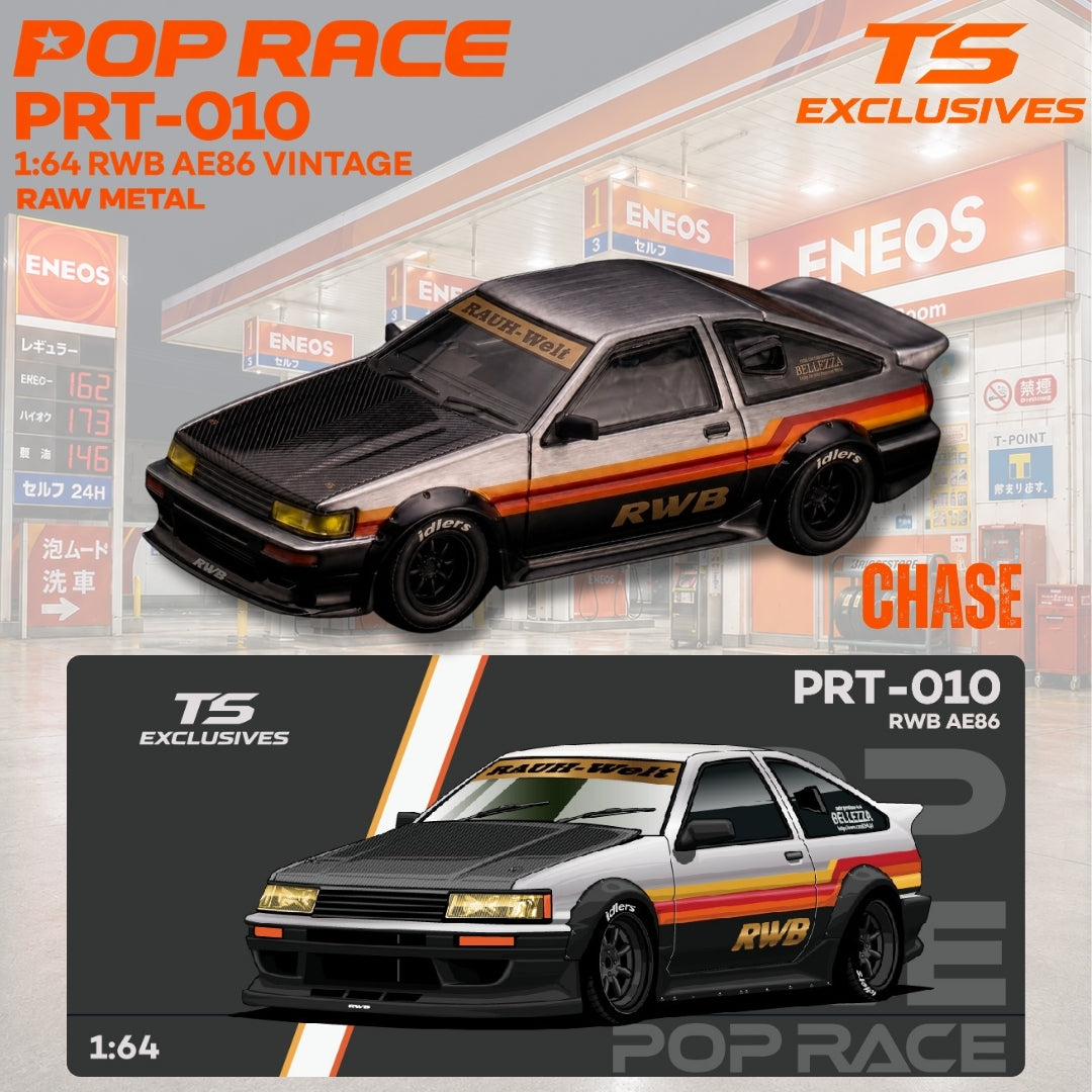 Pop Race x TS 1:64 RWB AE86 Vintage Red Chrome | Pre-Order