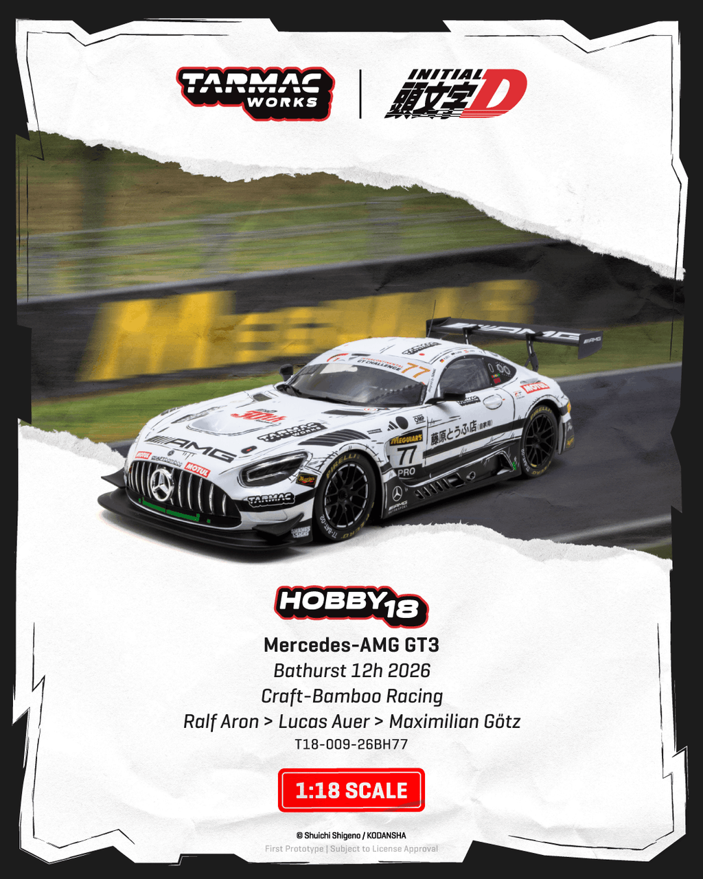Tarmac Works 1:18 Mercedes-AMG GT3 Bathurst 12H 2026 Initial D | Pre-Order