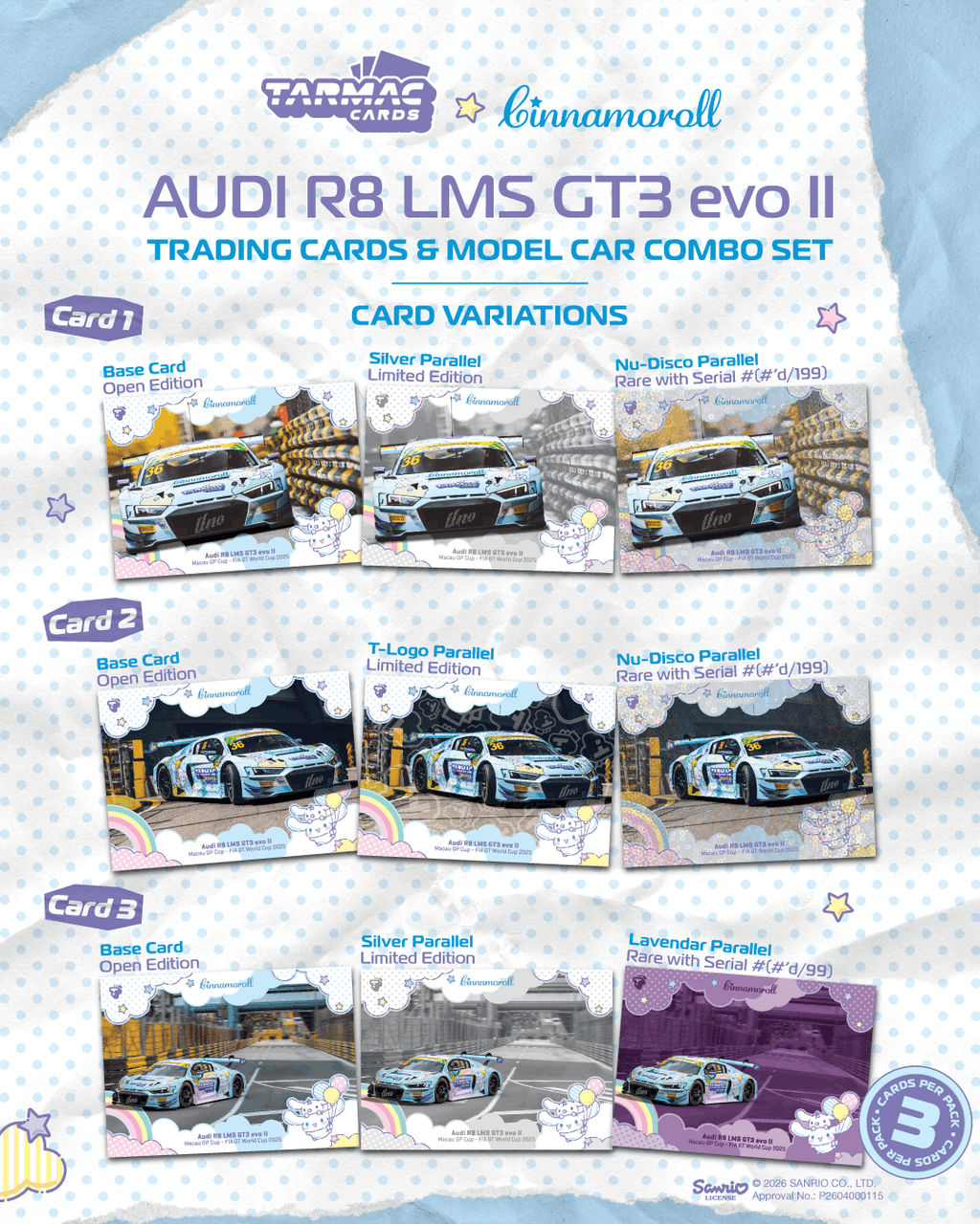 Tarmac Works 1:64 Audi R8 LMS GT3 Cinnamoroll GT World Cup Combo Set | Pre-Order