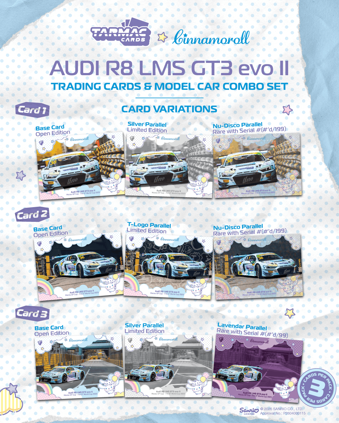 Tarmac Works 1:64 Audi R8 LMS GT3 Cinnamoroll GT World Cup Combo Set | Pre-Order