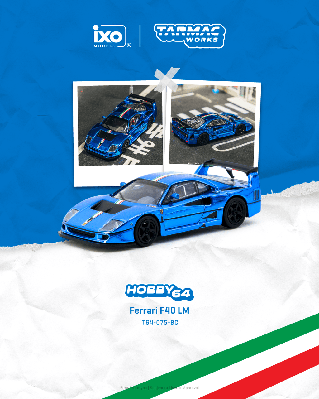 🐎 Tarmac Works 1:64 Ferrari F40 LM Blue Chrome | Pre-Order