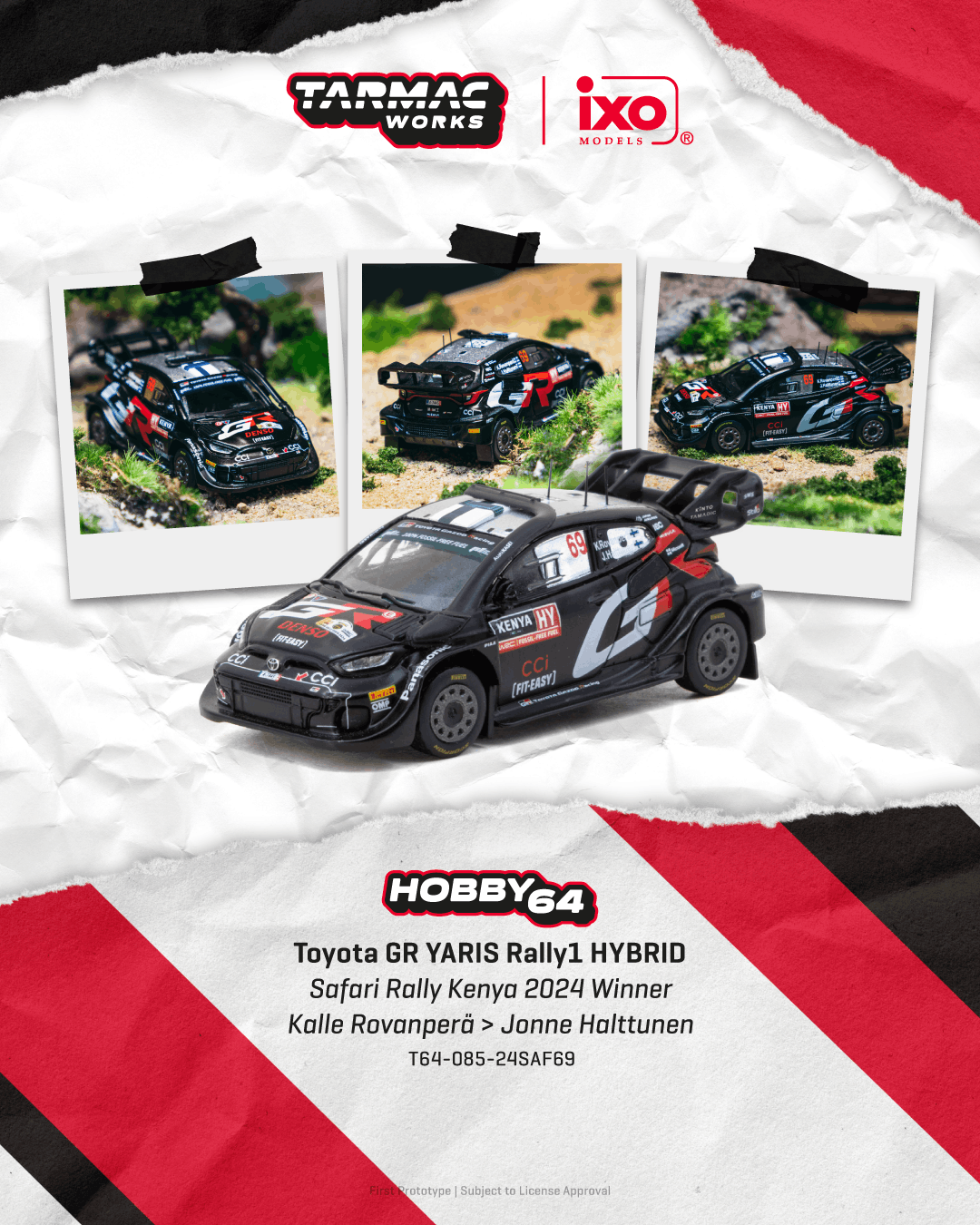 Tarmac Works 1:64 Toyota GR Yaris Rally1 #69 2024 Safari Winner | Pre-Order