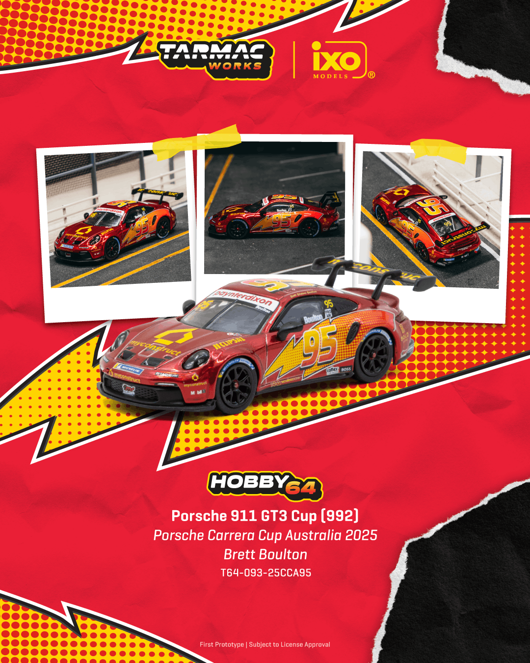 Tarmac Works 1:64 Porsche 911 GT3 Cup #95 Lightning McQueen | Pre-Order