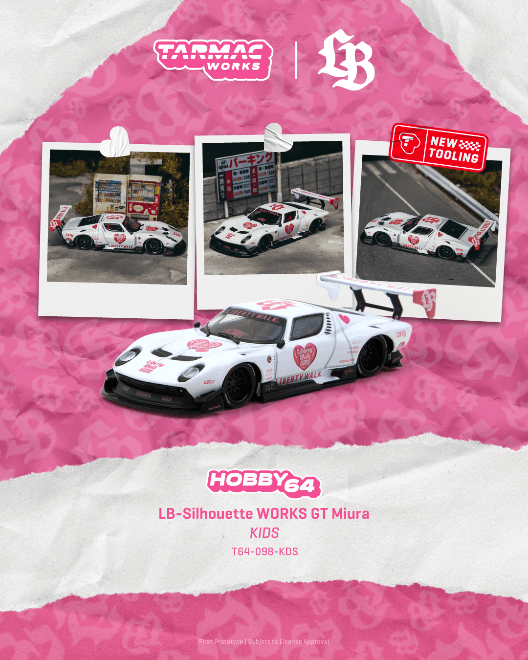 Tarmac Works 1:64 LB-Silhouette WORKS GT Miura KIDS in White | Pre-Order