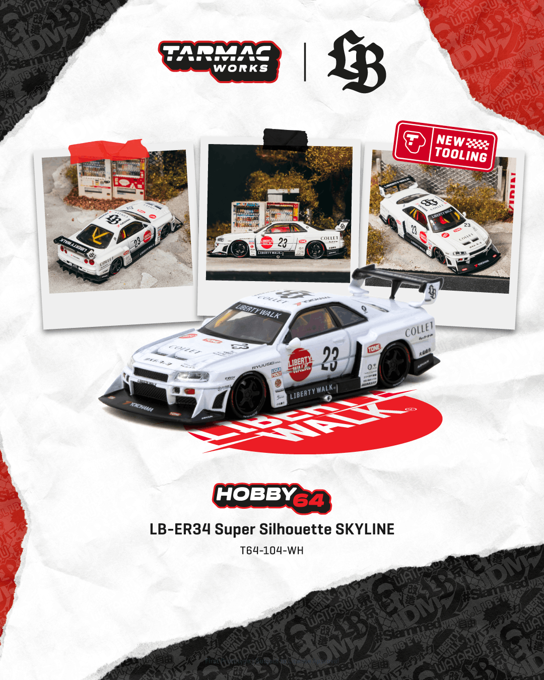 Tarmac Works LB-ER34 Super Silhouette Skyline White – Kai's