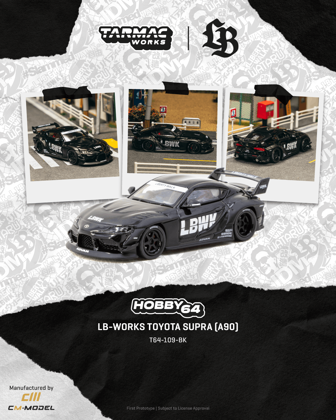 Tarmac Works 1:64 LB-WORKS Toyota Supra A90 Black Hobby64 | Pre-Order