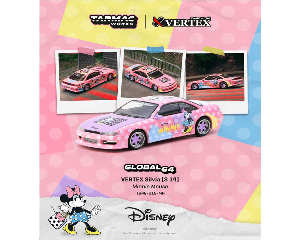 Tarmac Works 1/64 VERTEX S15 ミッキー＆ミニー2台 Tarmac Works 1:64 VERTEX Silvia S14 Minnie Mouse | T64G-018-MN