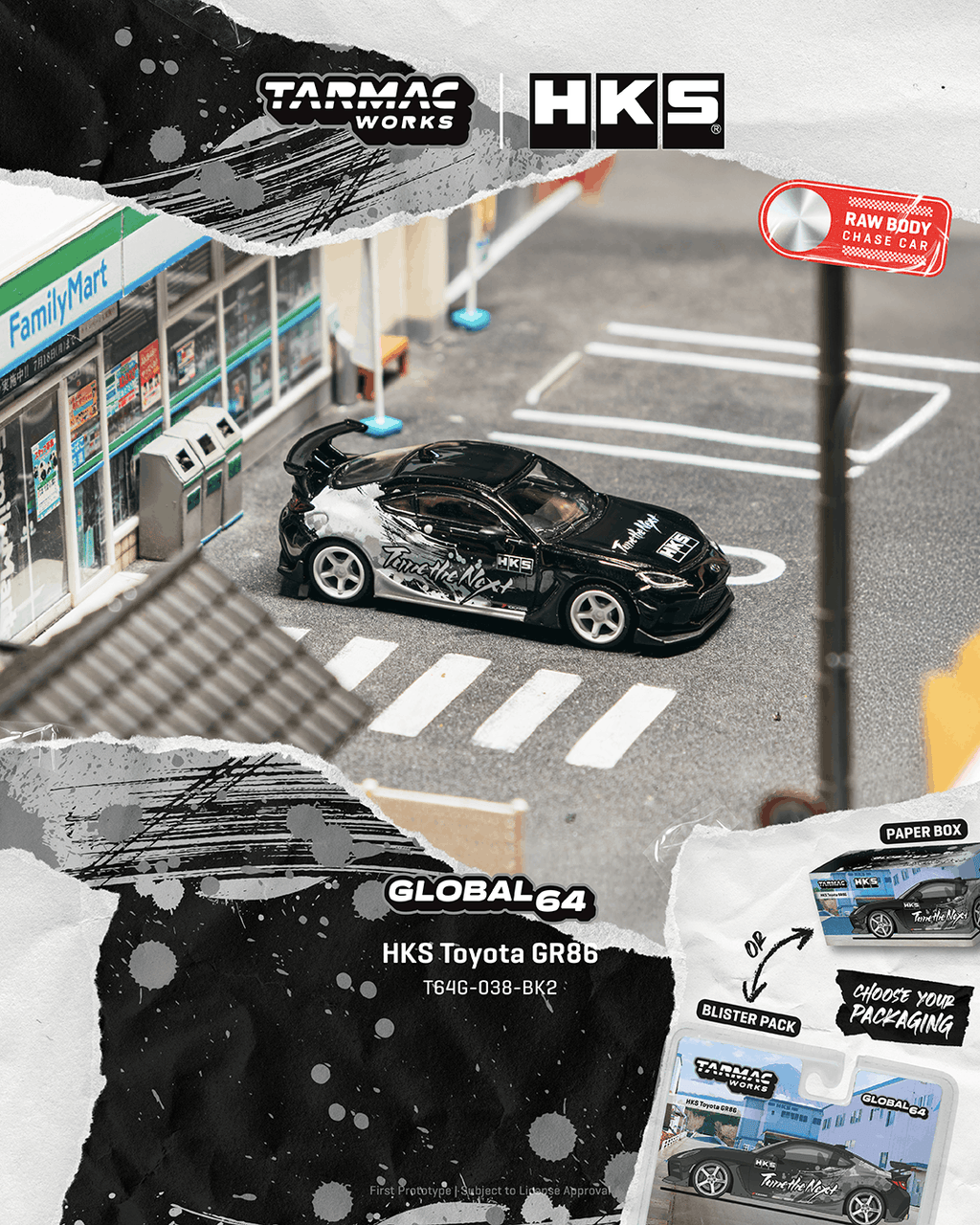 Tarmac Works 1:64 Toyota GR86 HKS Black | Pre-Order