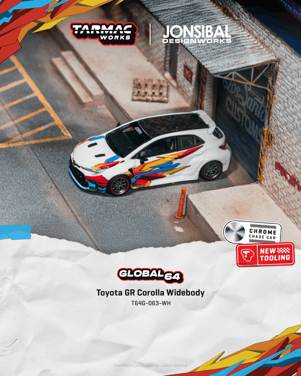 Tarmac Works 1:64 Toyota Corolla Widebody Jon Sibal in White | Pre-Order