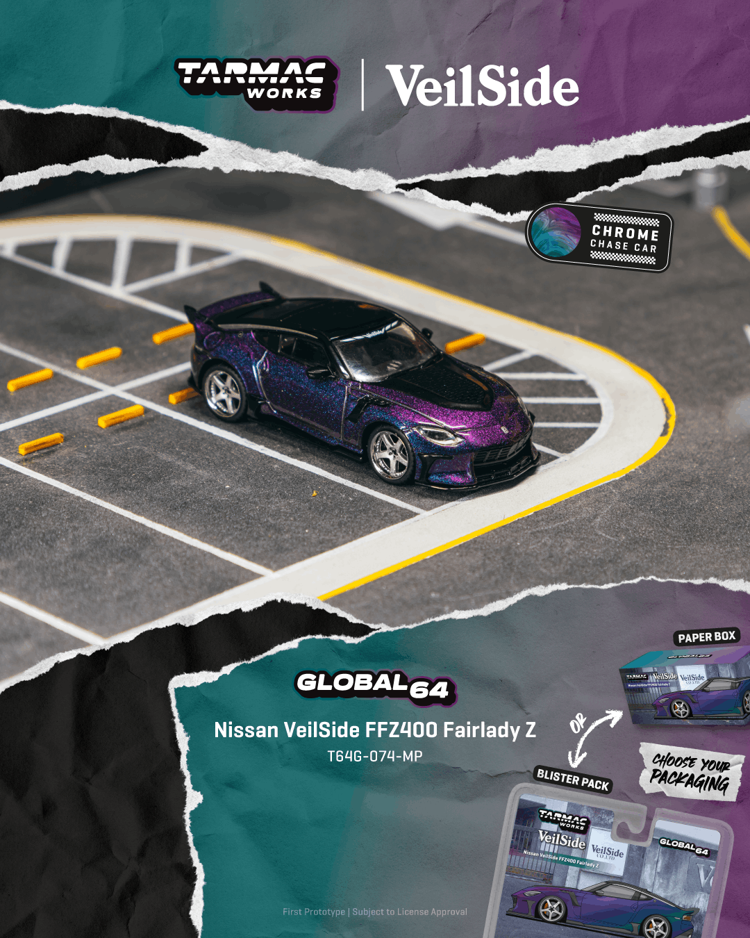 Tarmac Works VeilSide FFZ400 Fairlady Z in Chameleon Purple