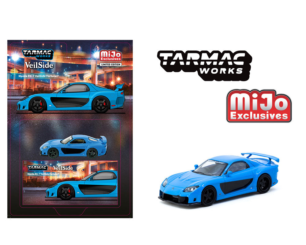 TARMAC Mazda RX-7 VeilSid ノーマル チェイス 2台 Tarmac Works Mazda RX-7 VeilSide Fortune7 Blue 1:64 – Kai's