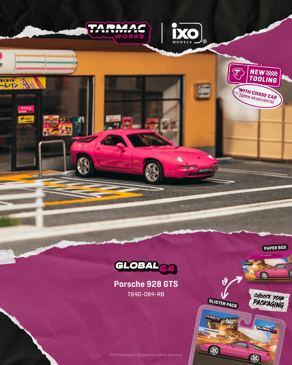 Tarmac Works 1:64 Porsche 928 GTS in Pink | Pre-Order
