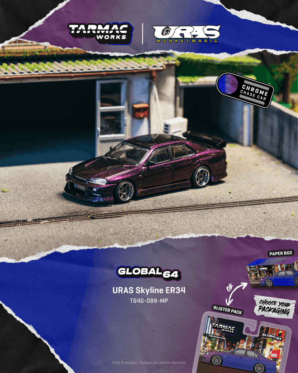 Tarmac Works 1:64 URAS Skyline ER34 Midnight Purple | Pre-Order