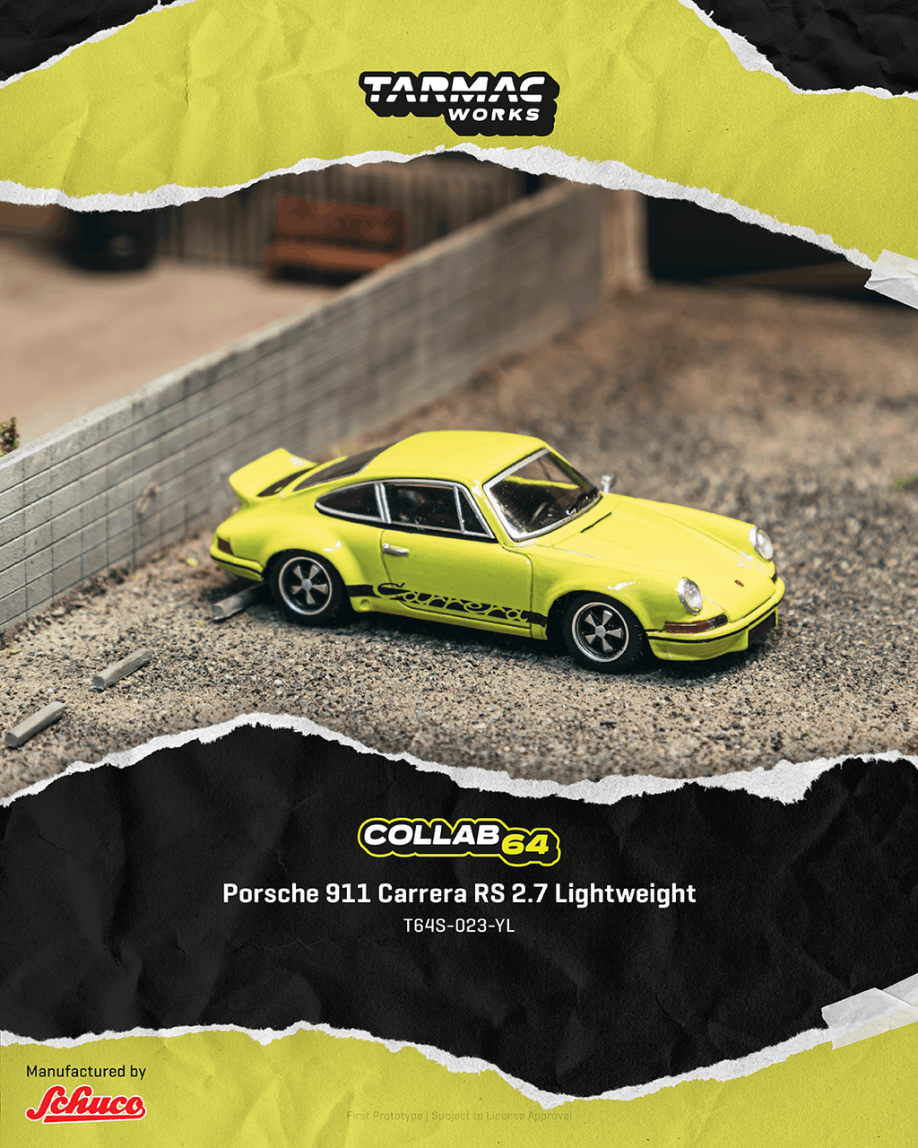 Tarmac Works 1:64 Porsche 911 Carrera RS 2.7 LW in Yellow | Pre-Order