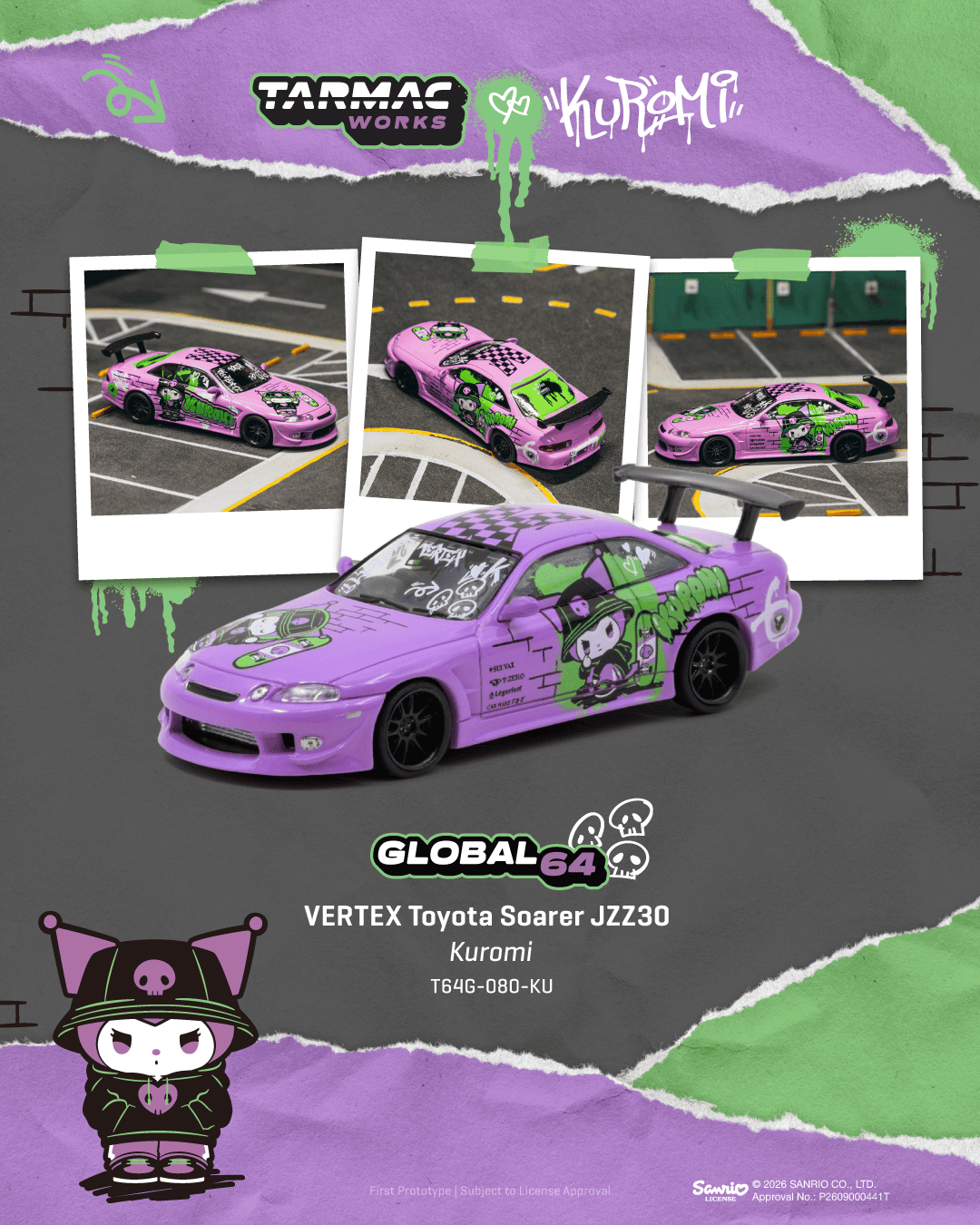 Tarmac Works 1:64 VERTEX Toyota Soarer JZZ30 Kuromi | Pre-Order
