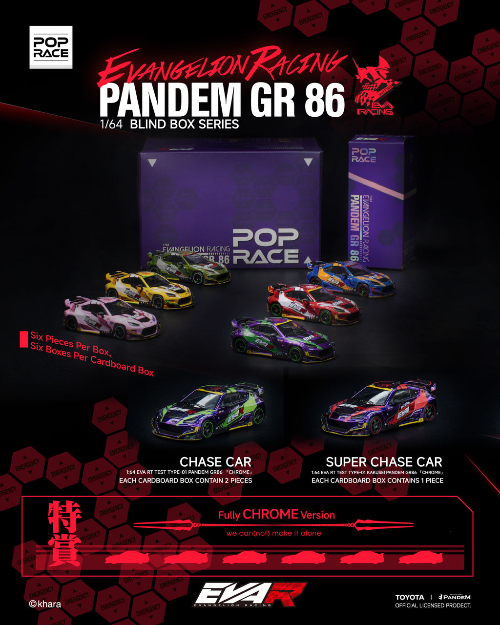 POP RACE x Evangelion Racing Pandem GR86 Blind Box 1:64 | PreOrder
