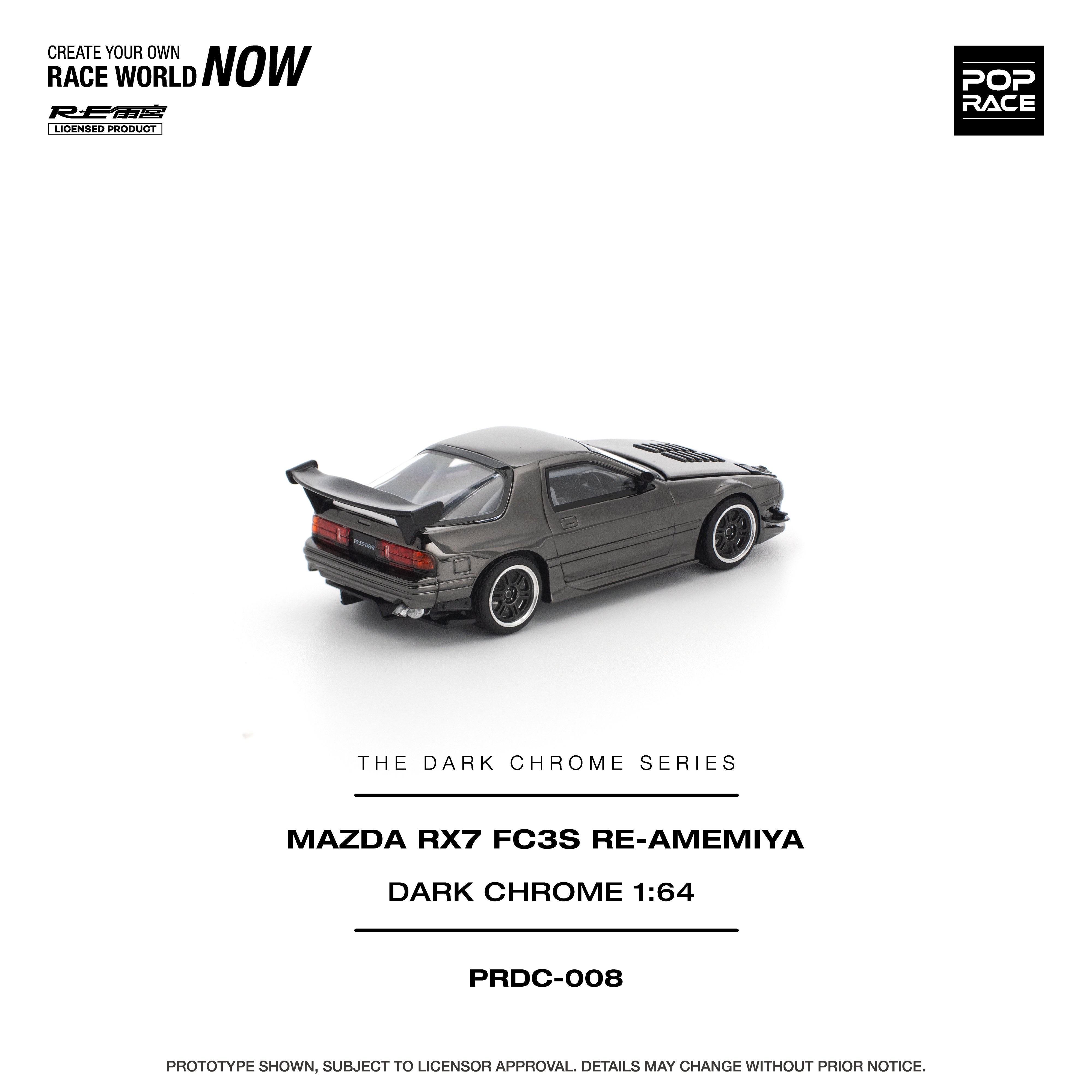 Pop Race 1:64 Mazda RX-7 FC3S RE-Amemiya in Dark Chrome | Pre