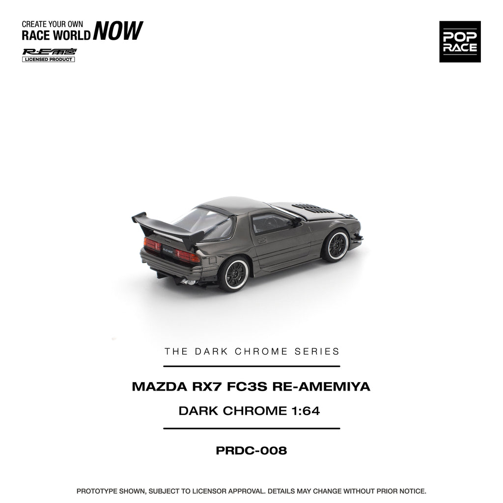 Pop Race 1:64 Mazda RX-7 FC3S RE-Amemiya in Dark Chrome | Pre-Order